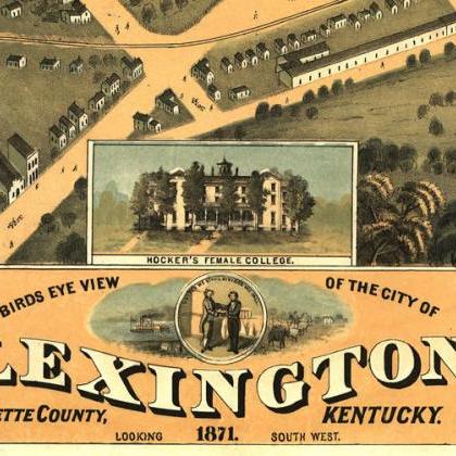 Lexington Kentucky 1871 Panoramic View Vintage
