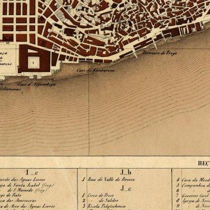 Old Map Of Lisbon 1871 Lisboa Portugal Mapa Antigo
