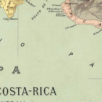 Vintage Map Of Costa Rica 1889