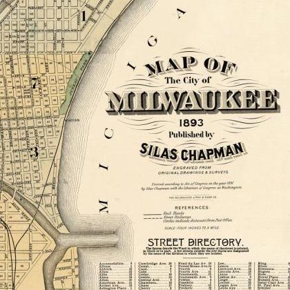 Old Map Of Milwaukee 1893 Vintage Map