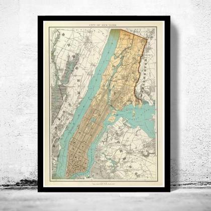 Old Map Of York 1895 Manhattan