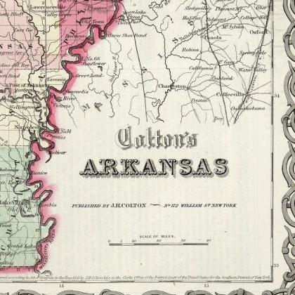 Old Map Arkansas State 1865 United States Of..