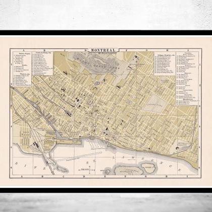 Old Map Of Montreal, Canada 1894 Vintage Montreal..