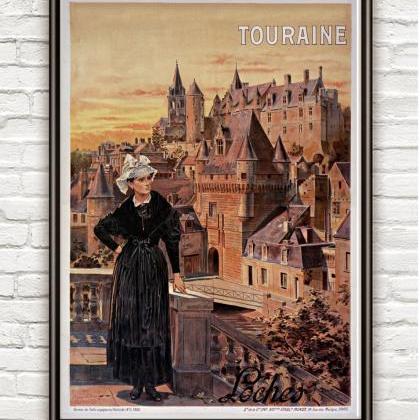 Vintage Poster Loches Touraine France , 1906