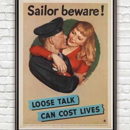 Vintage War Poster Sailor Beware 1942