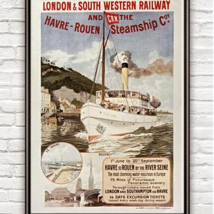 Vintage Poster London Havre Rowen Western Railway..