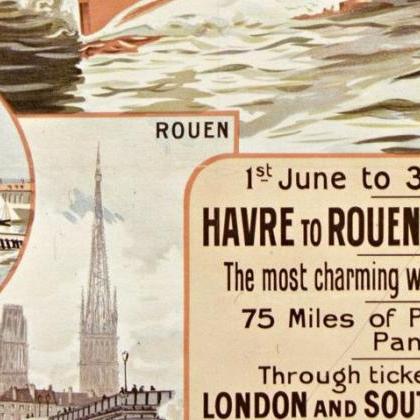 Vintage Poster London Havre Rowen Western Railway..