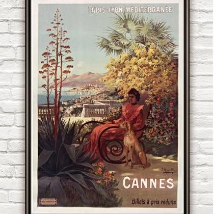 Vintage Poster Of Cannes 1904 Tourism Poster..