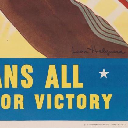 Vintage War Poster Americans All Lets Fight For..