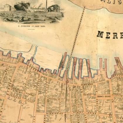 Old Map Of Newburyport, Massachusetts Vintage 1851