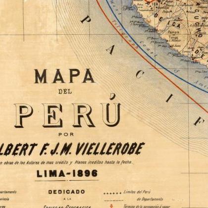 Old Map Of Peru Lima 1896