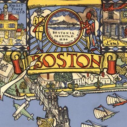 Old Map Of Boston 1926, Massachusetts Pictorial..