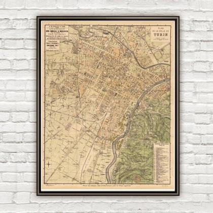Old Map Of Turin Torino Italy Italia 1911