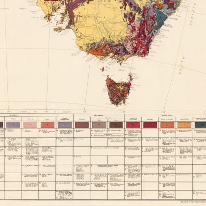 Old Map Australia Geological Vintage Map