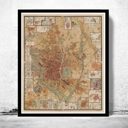 Old Map Of Madrid 1902 , Spain Espana Antique Map