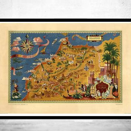 Old Map of Morocco Le Maroc Vintage..