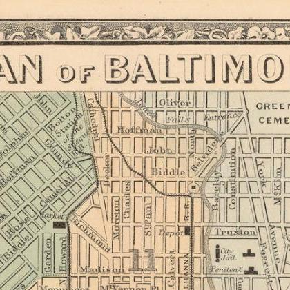 Old Map Of Baltimore Antique Map Maryland 1860