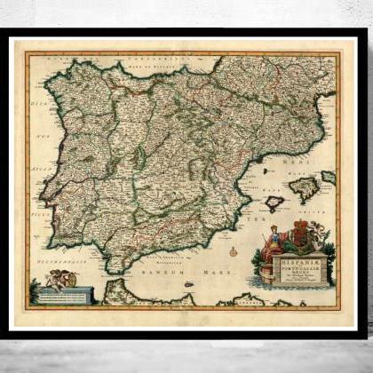 Old Map Of Spain 1640