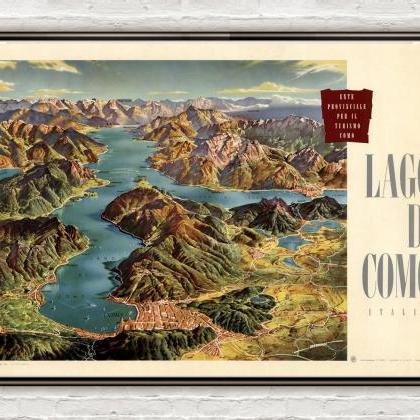Vintage Poster Of Lago Di Como Lake Como Italy..