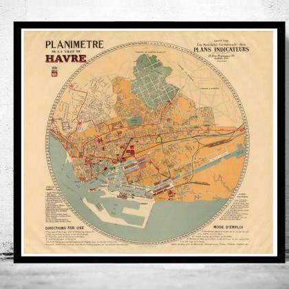 Old Map Of Le Havre 1930