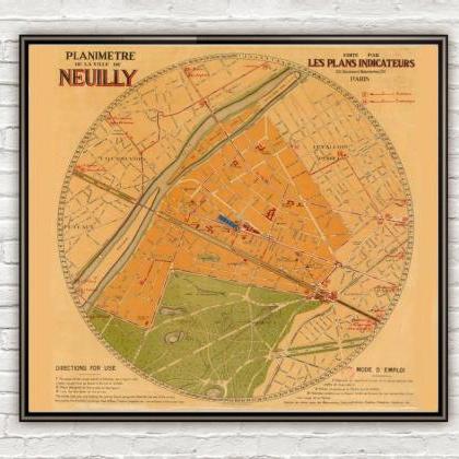 Old Map Of Neuilly Sur Seine 1930