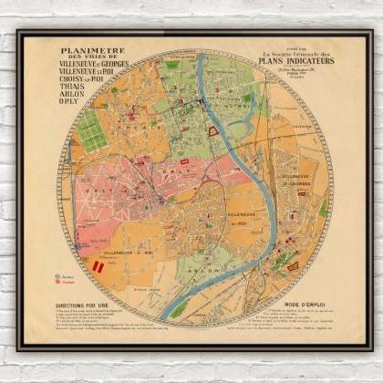 Old Map Of Villeneuve-saint-georges,..