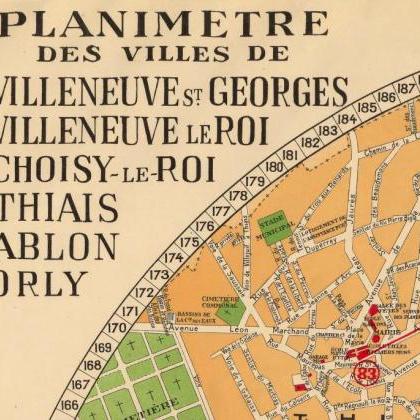 Old Map Of Villeneuve-saint-georges,..