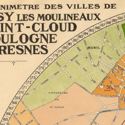 Old Map Of Suresnes, Saint-cloud,..