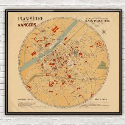 Old Map Of Angers 1931 France