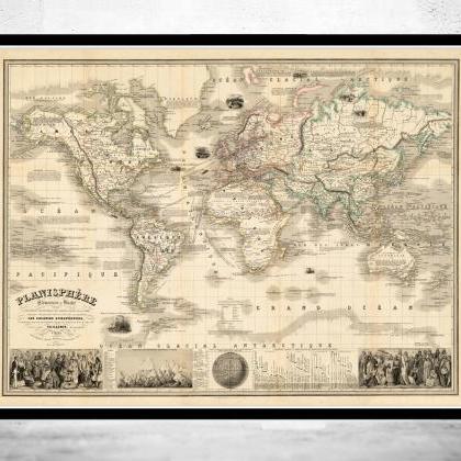 Beautiful World Map 1853 Map Of The World Mercator..