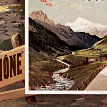 Vintage Poster Of Switzerland Rhone Suisse , 1897