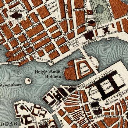 Beautiful Old Map Of Stockholm, Sweden 1844