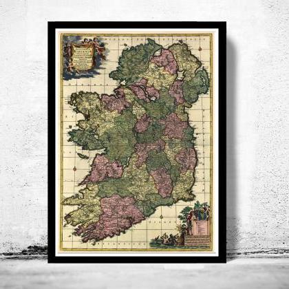 Vintage Map Of Ireland 1700