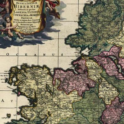 Vintage Map Of Ireland 1700