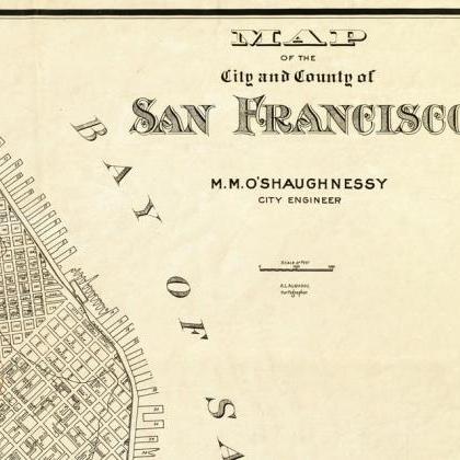 Old Map Of San Francisco, United States Of America..