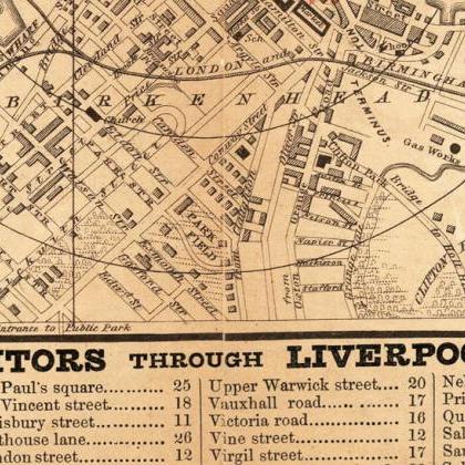 Old Map Of Liverpool 1854 England