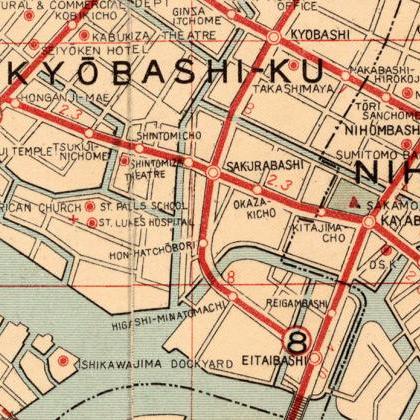 Vintage Map of Tokyo 1920 Japan