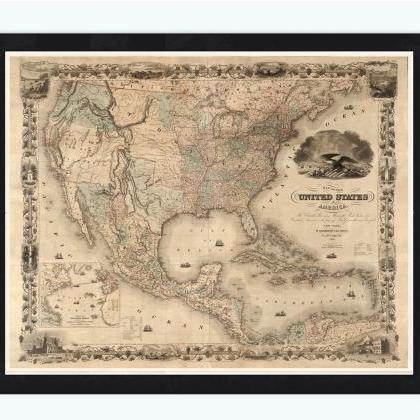 Old Map Of United States 1850