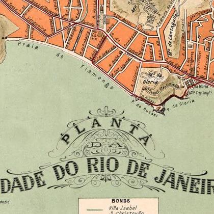 Old Map Of Rio De Janeiro Brasil 1904 Vintage Map