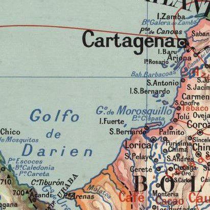 Old Map Of Colombia 1920