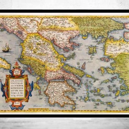 Old Map Of Greece 1572 Vintage Map