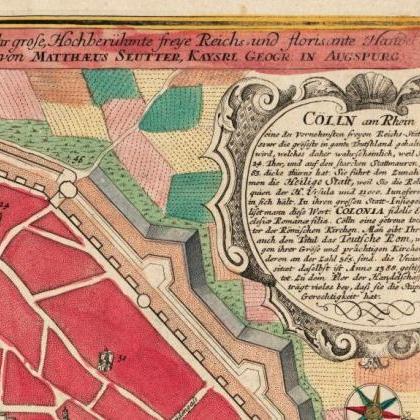 Old Map Of Koln Cologne, Germany 1740