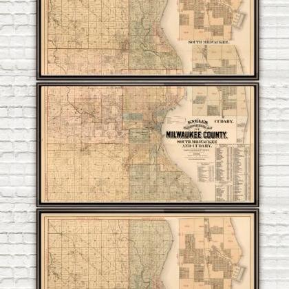 Old Map Of Milwaukee County And City 1893 Vintage..
