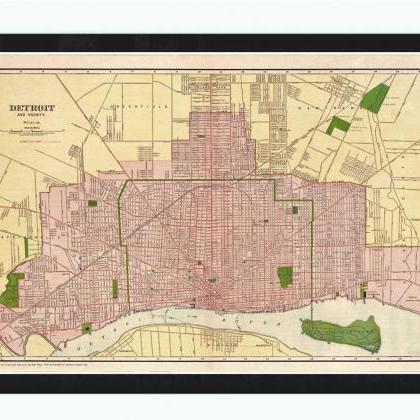 Old Map Of Detroit 1911