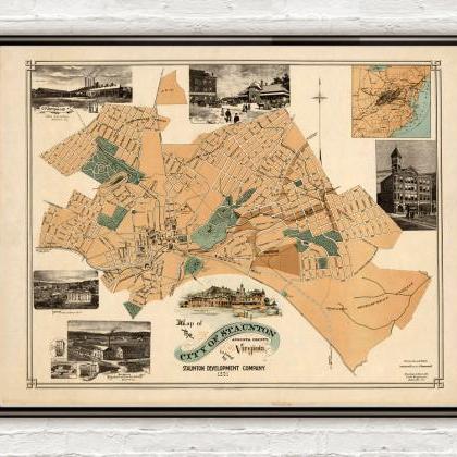 Old Map of Staunton, Augusta County..