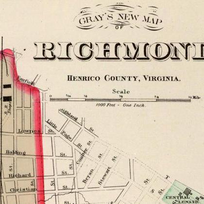 Old Map of Richmond Virginia 1884