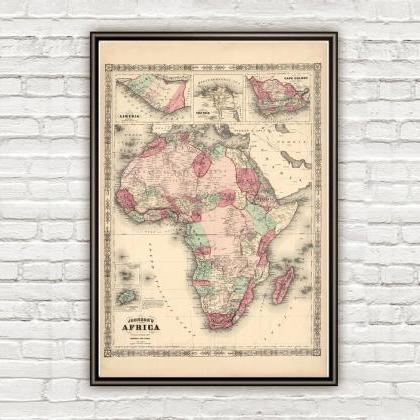 Old Map Of Africa 1864