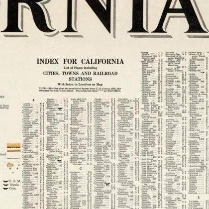 Vintage Map Of California 1926