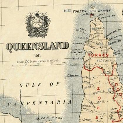 Old Map Of Queensland Australia 1911 Vintage Map