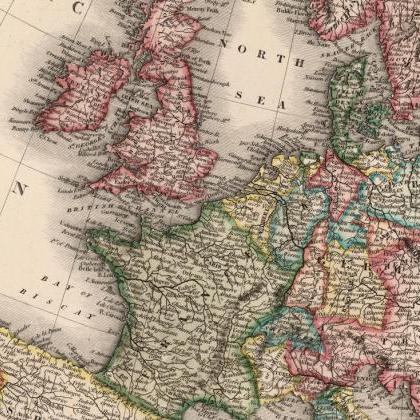 Old Europe Map Antique Atlas 1883